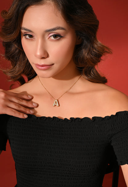 Crystal (A) Initial Pendant Necklace
