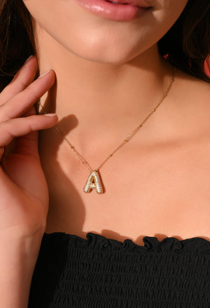 Crystal (A) Initial Pendant Necklace