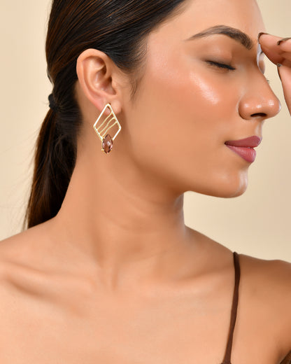 Geometric Crystal Drop Earrings