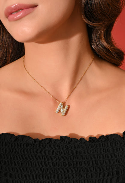 Crystal (N) Initial Pendant Necklace