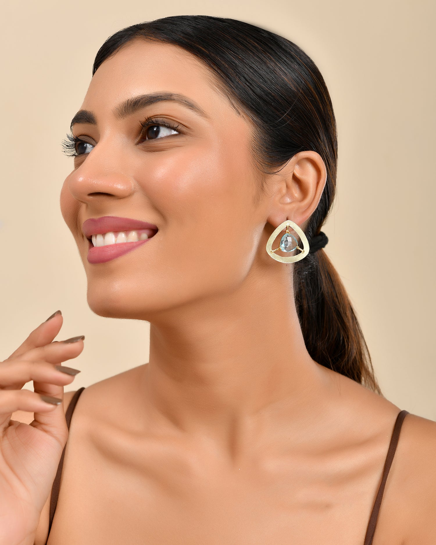 Triangular Crystal Stud Earrings