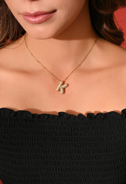 Crystal (K) Initial Pendant Necklace