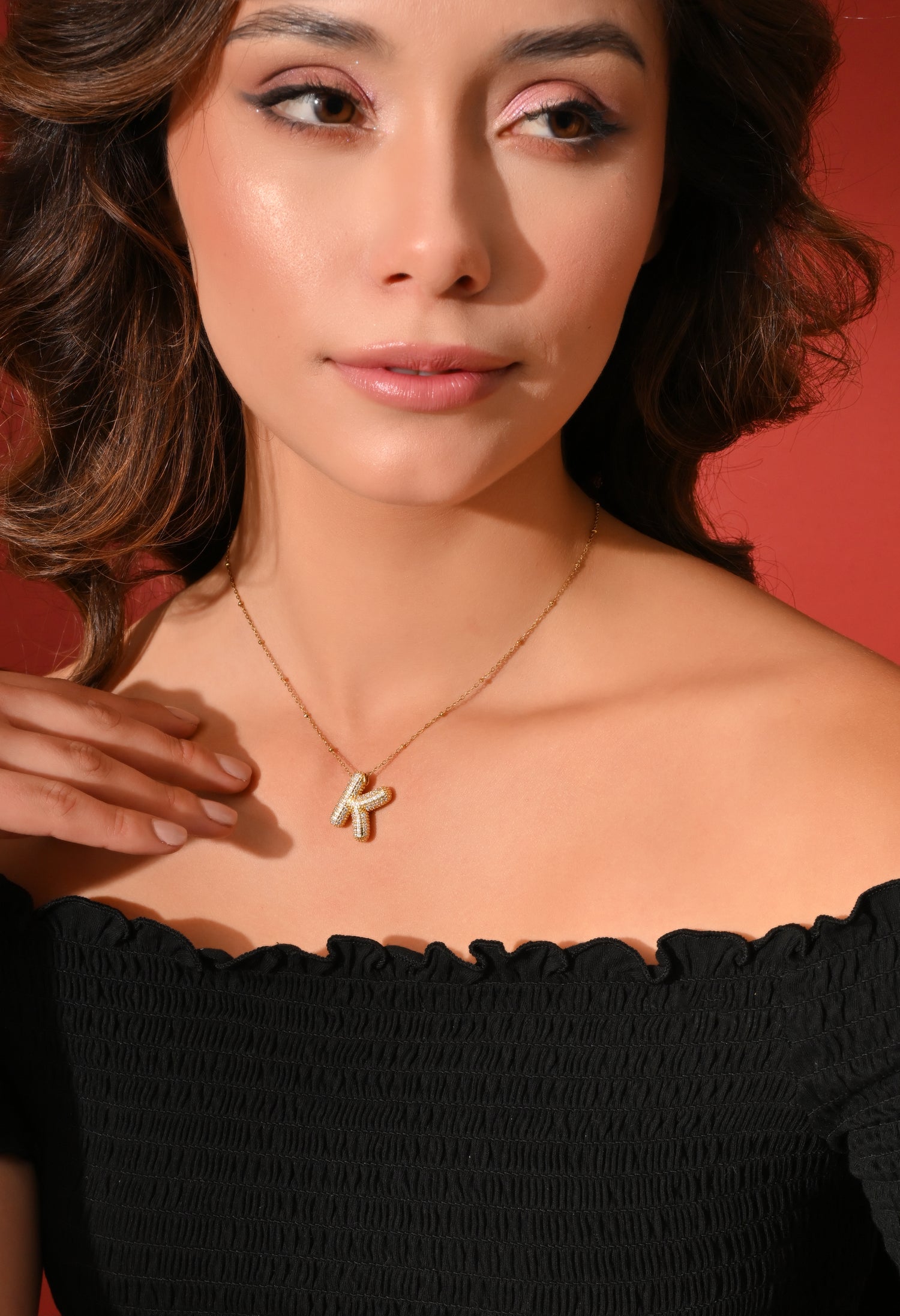 Crystal (K) Initial Pendant Necklace