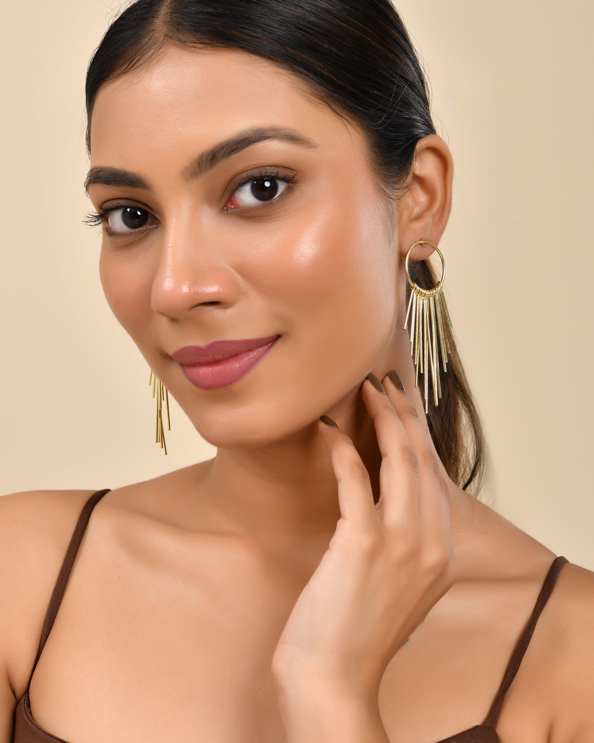 Fringe Hoop Statement Earrings