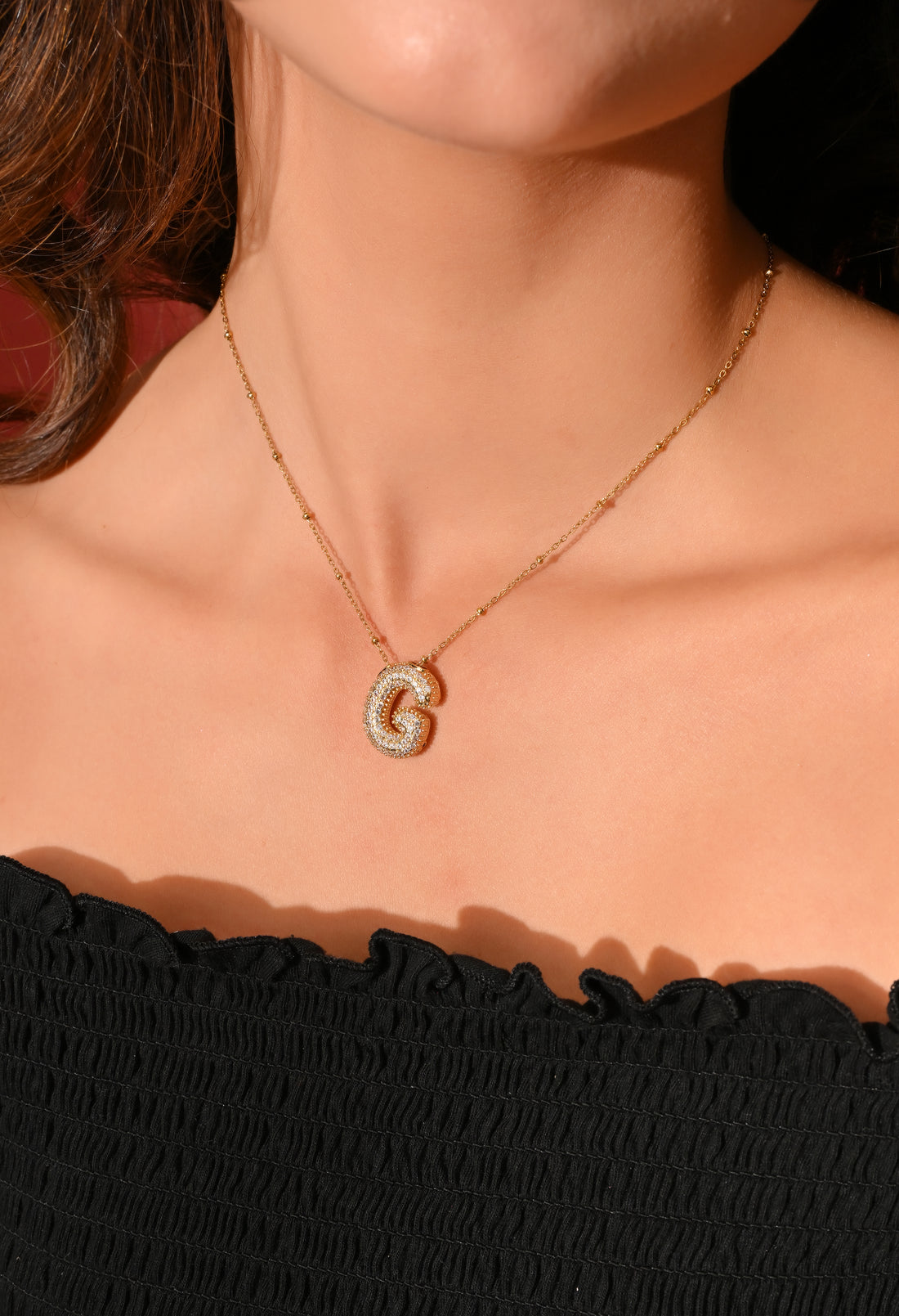 Crystal (G) Initial Pendant Necklace