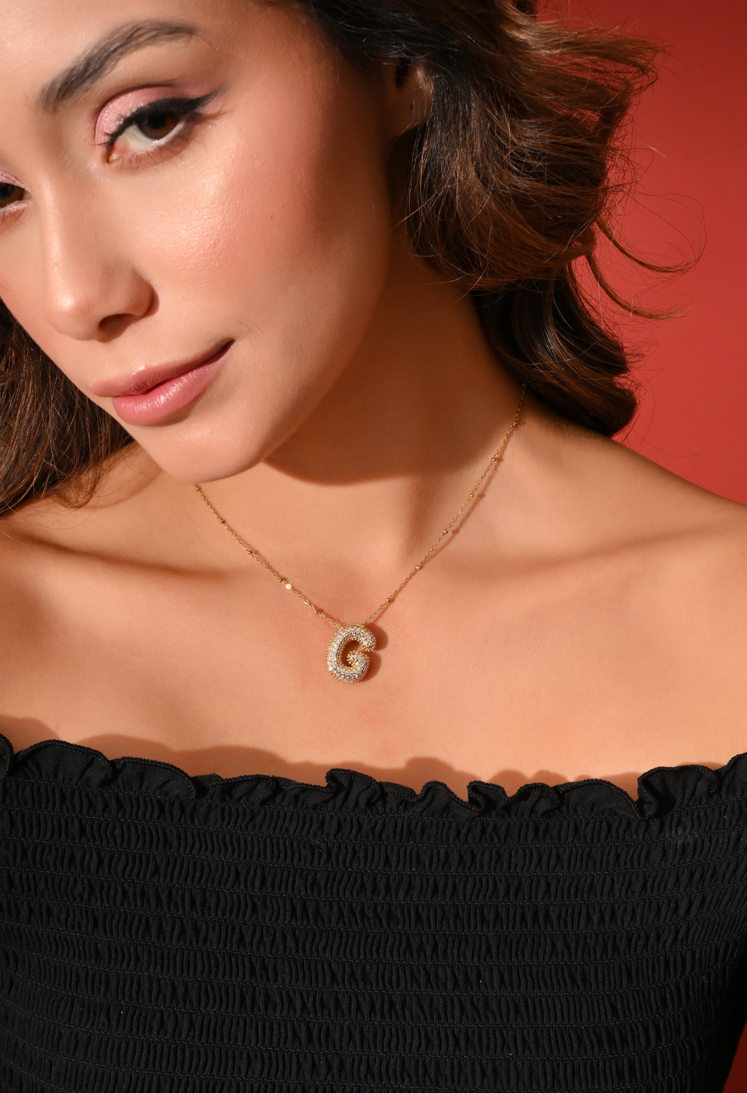 Crystal (G) Initial Pendant Necklace