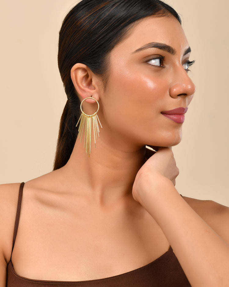 Fringe Hoop Statement Earrings For Woman