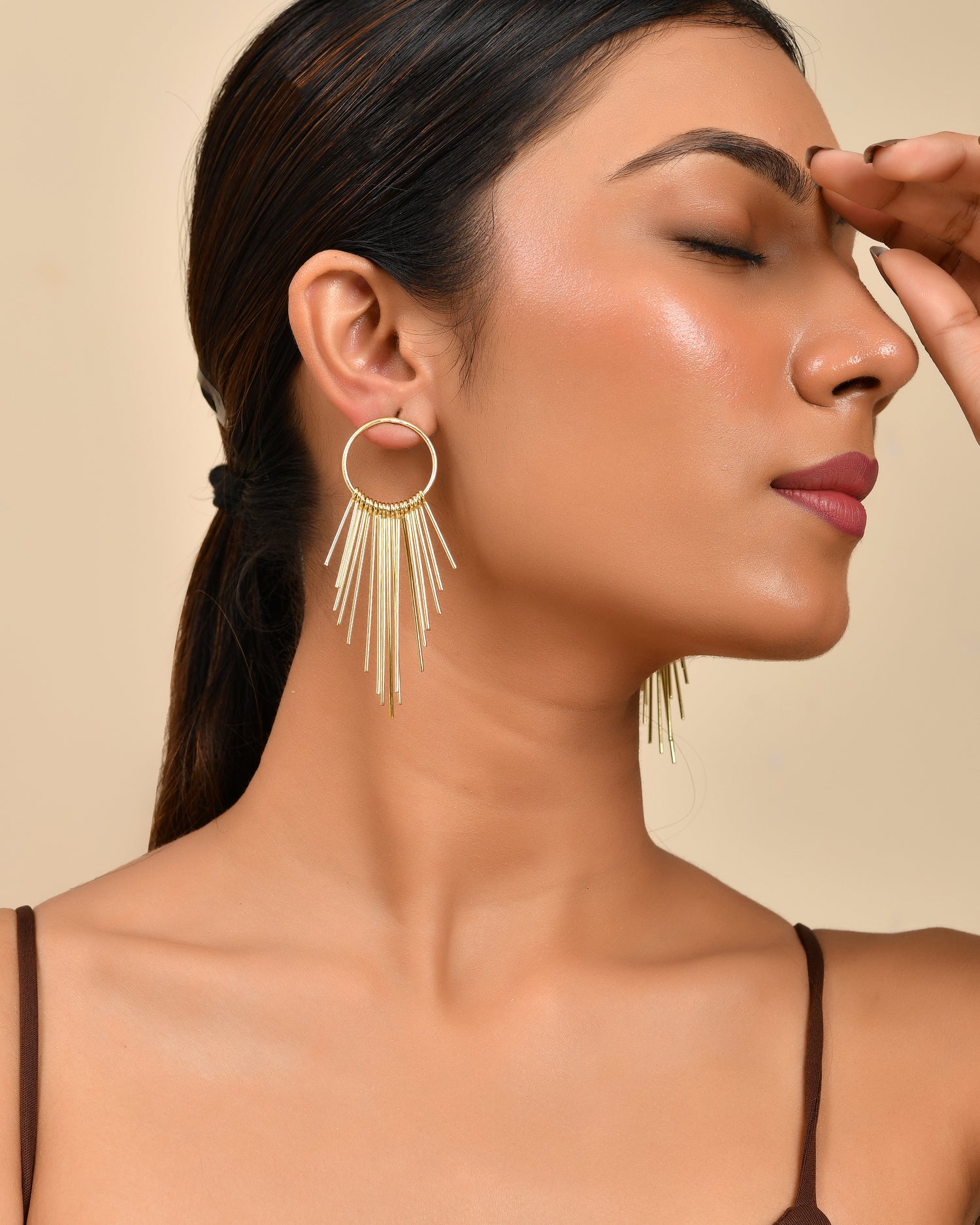 Fringe Hoop Statement Earrings