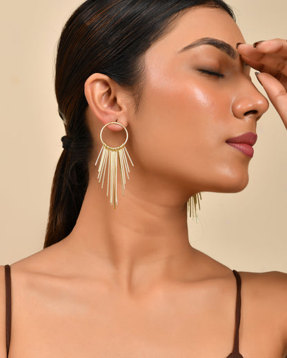 Fringe Hoop Statement Earrings