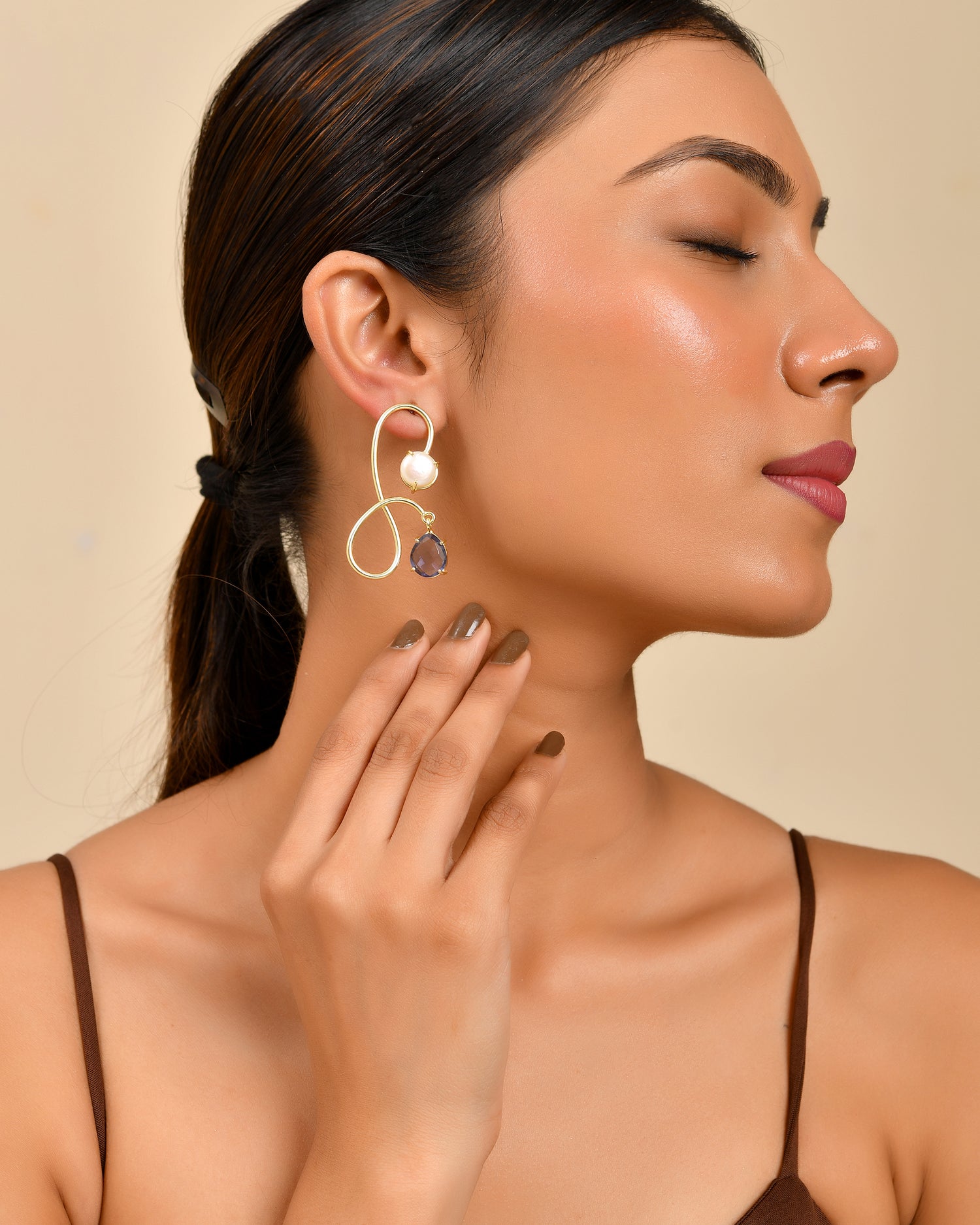 Pearl &amp; Crystal Loop Earrings