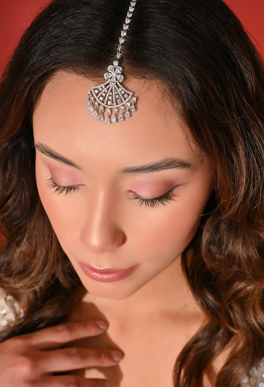 Crystal Fan-Style Maang Tikka