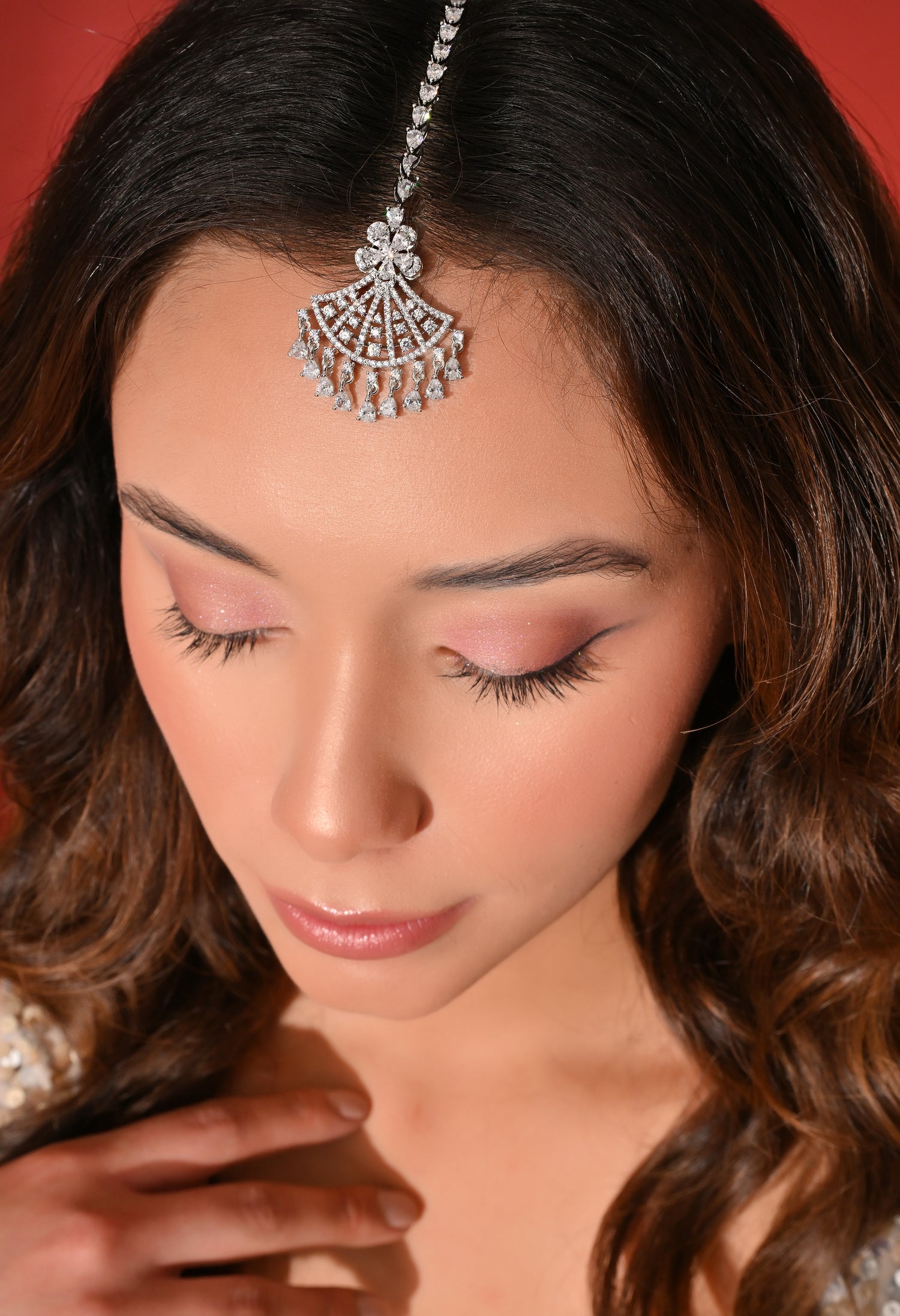 Crystal Fan-Style Maang Tikka