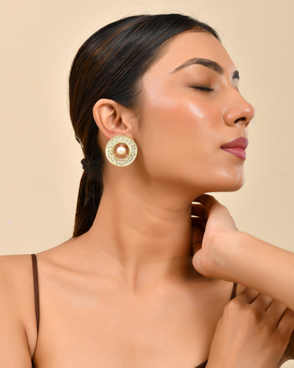 Classic Round Pearl Stud Earrings