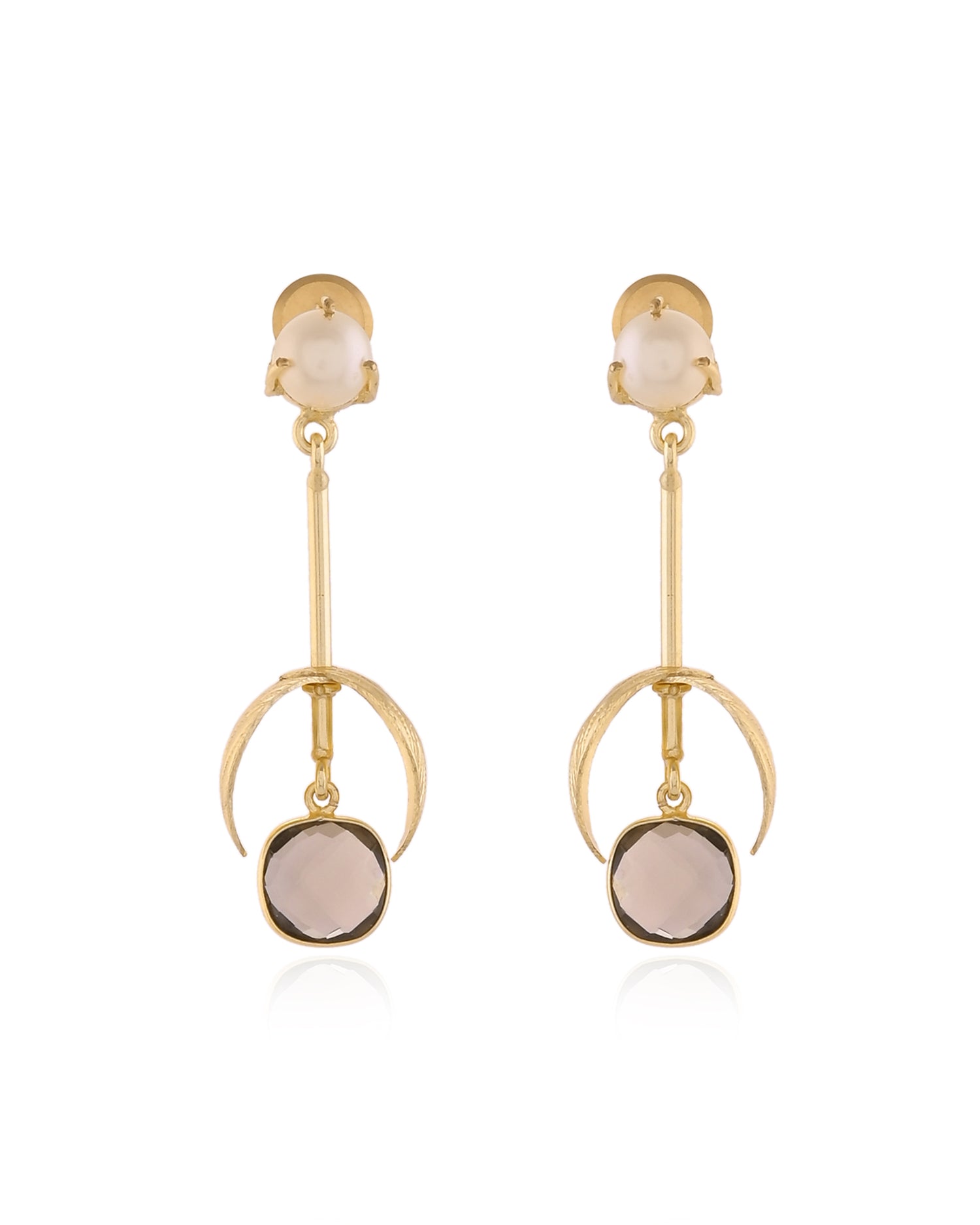 Pearl &amp; Metal Drop Earrings