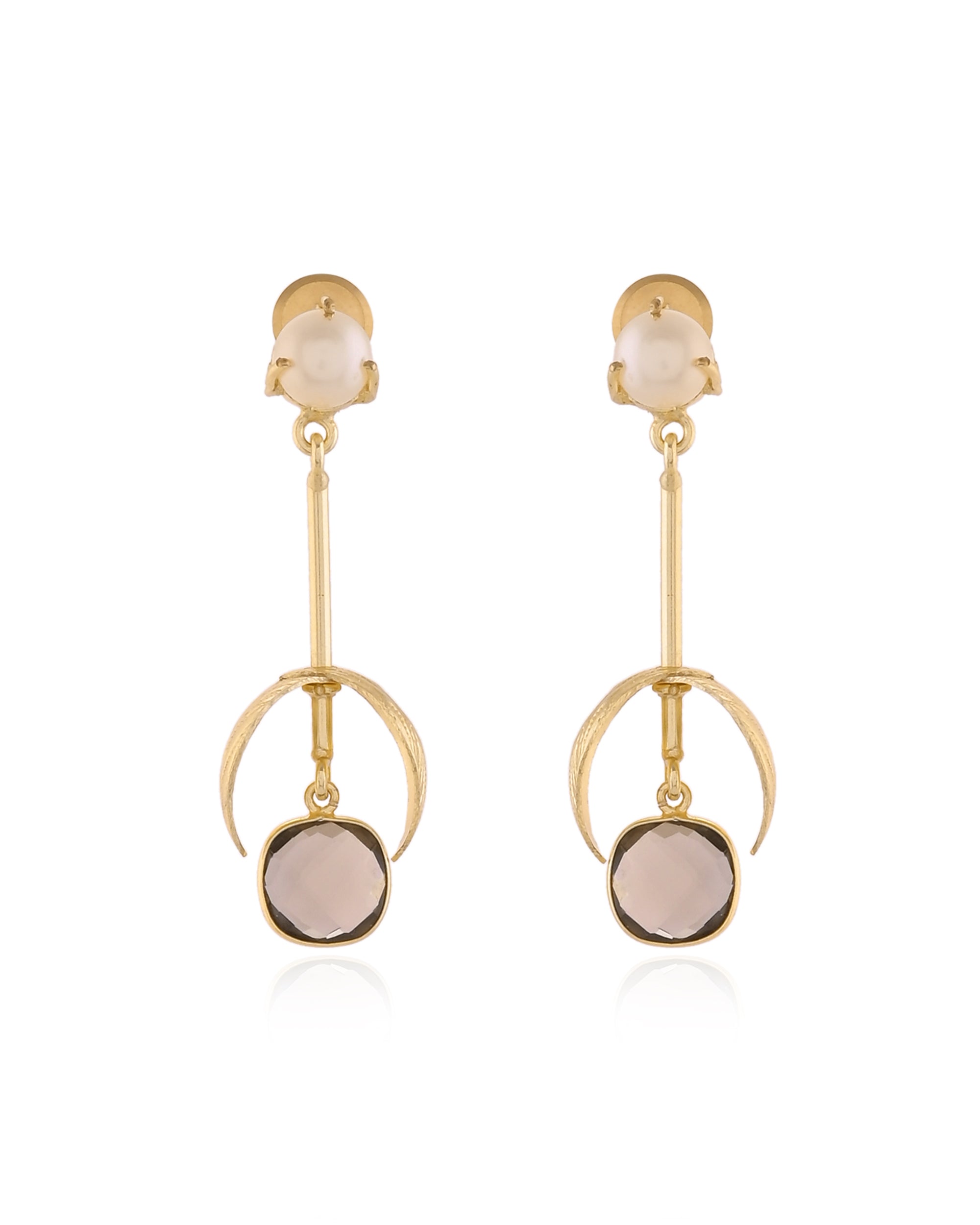 Pearl &amp; Metal Drop Earrings