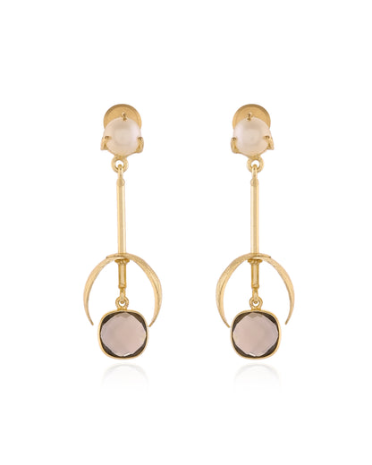 Pearl &amp; Metal Drop Earrings