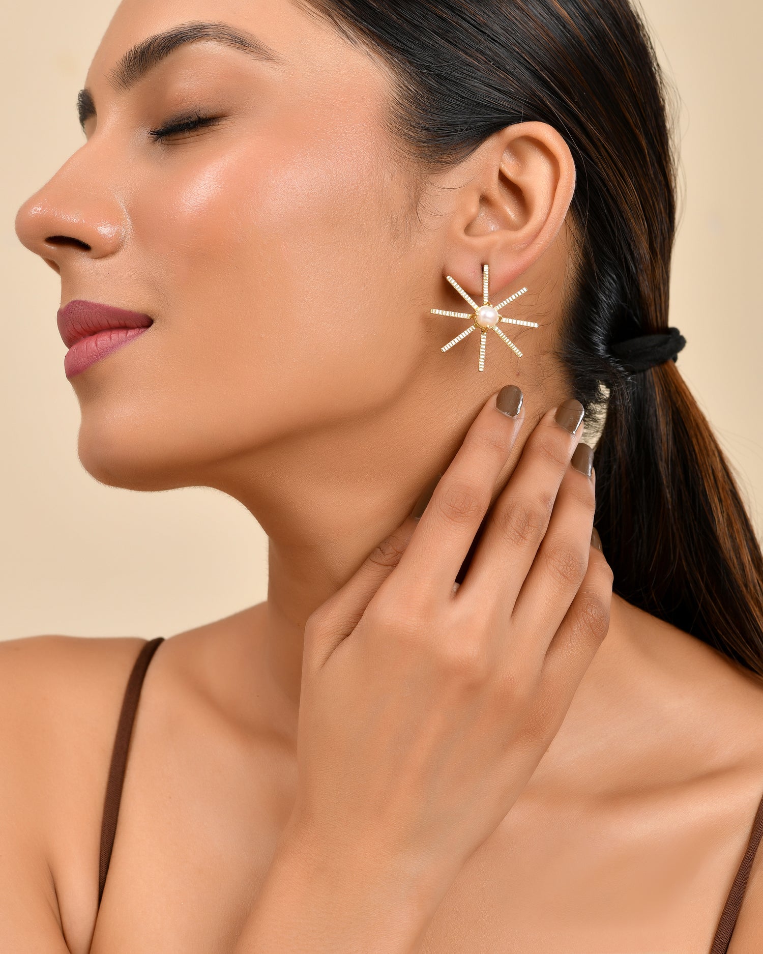 Pearl Drop Hoop Earrings