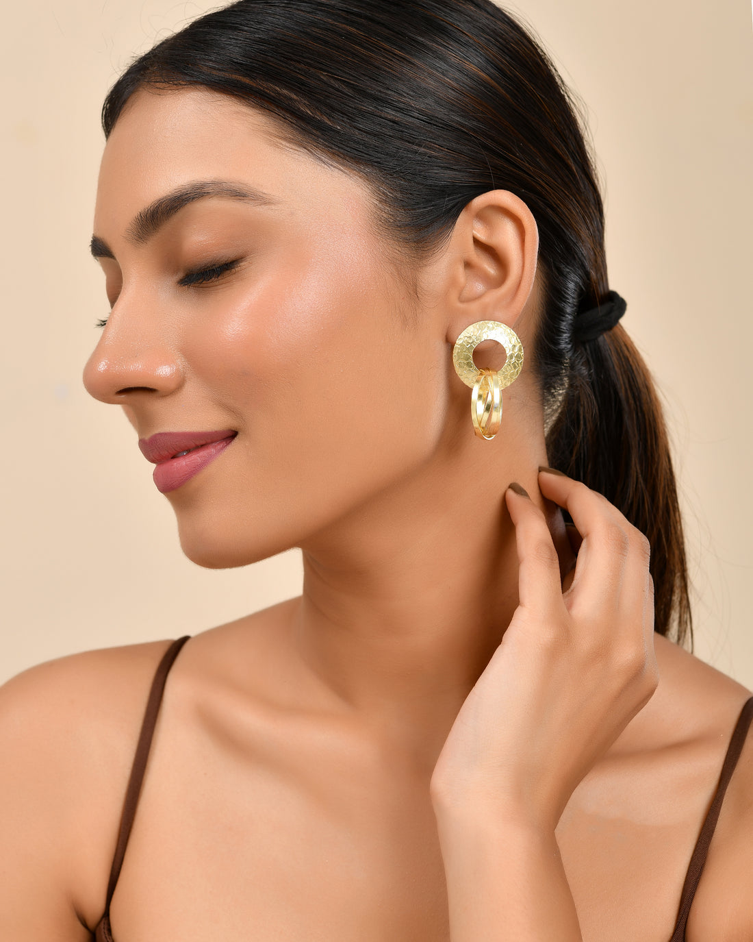 Textured Gold Hoop Earrings
