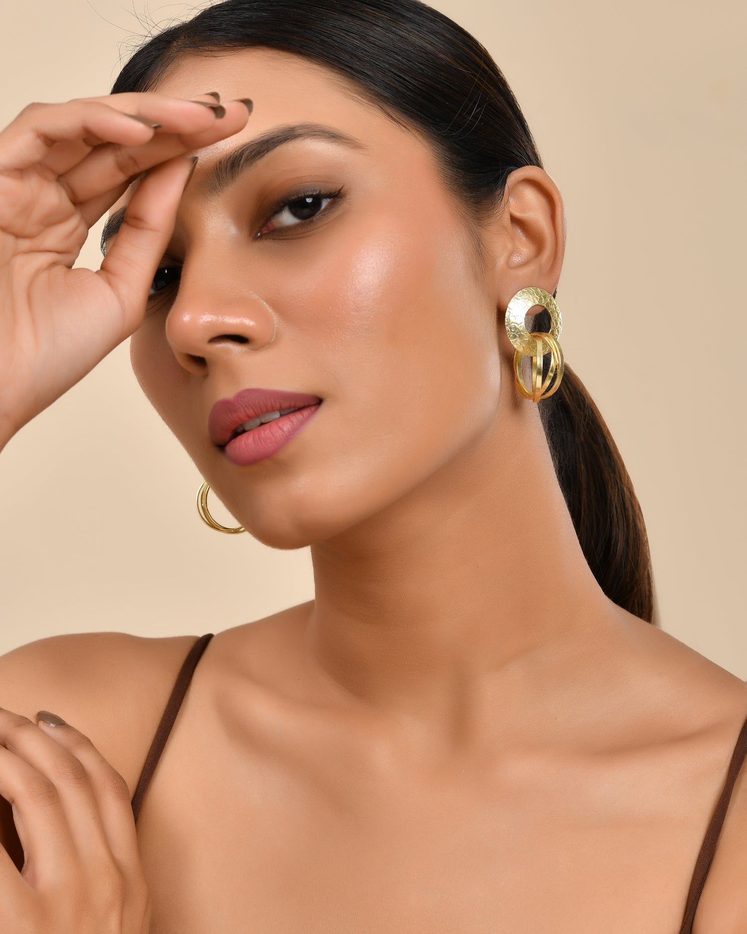 Textured Gold Hoop Earrings