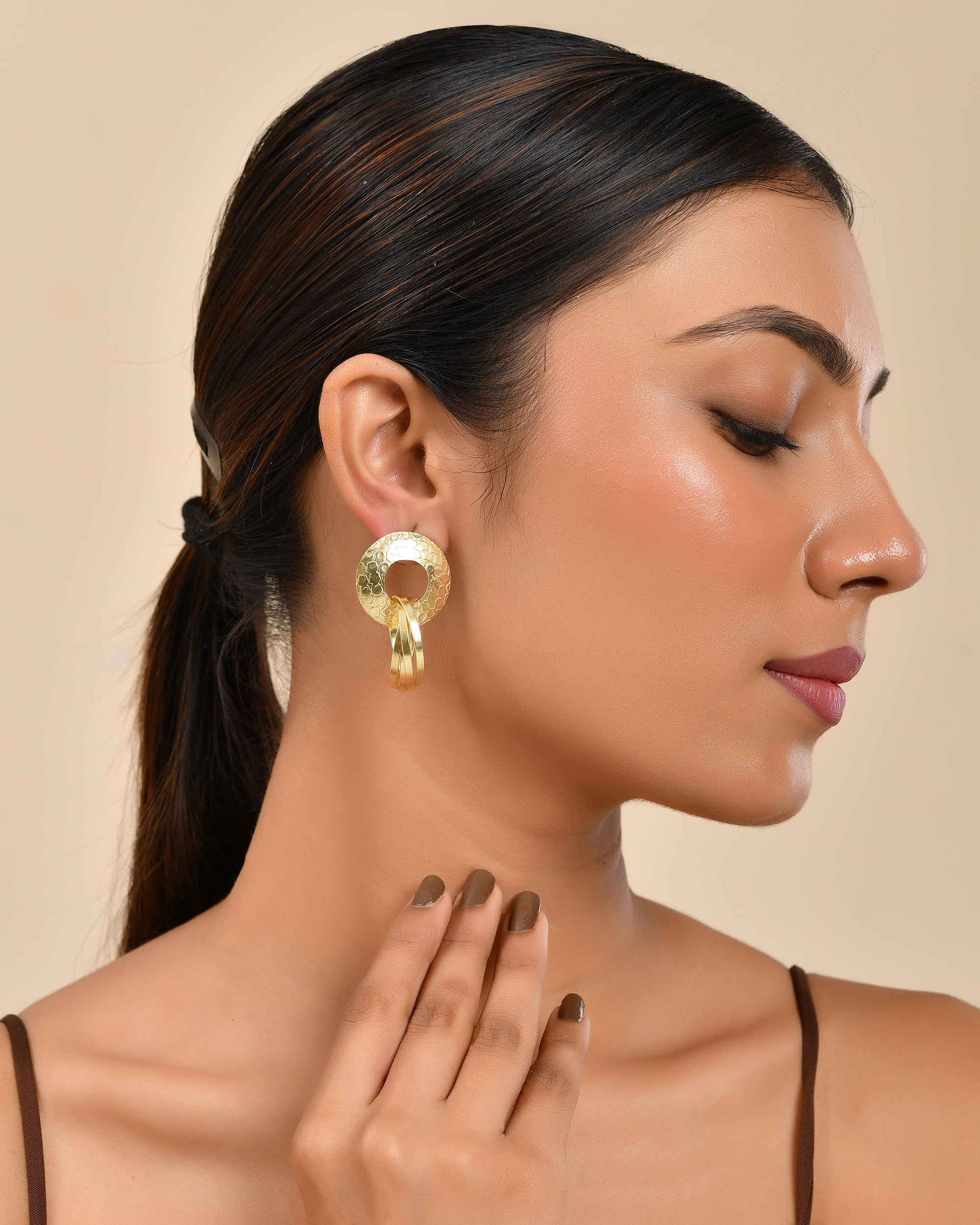 Textured Gold Hoop Earrings
