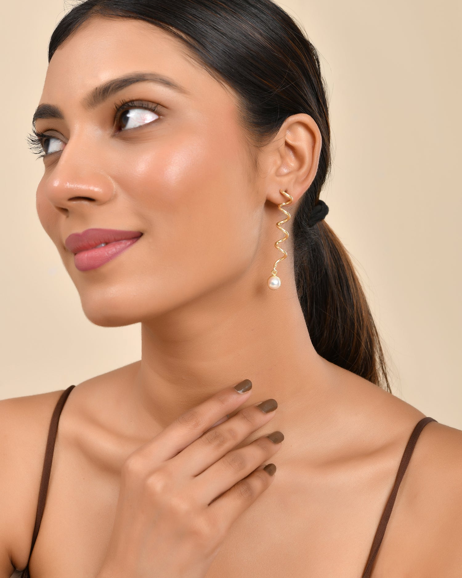 Spiral Pearl Drop Earrings