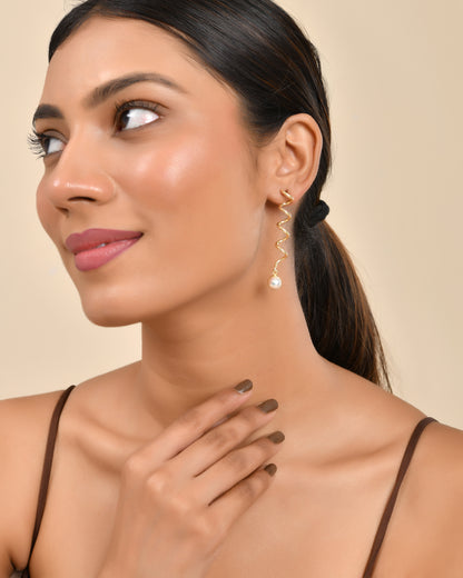 Spiral Pearl Drop Earrings