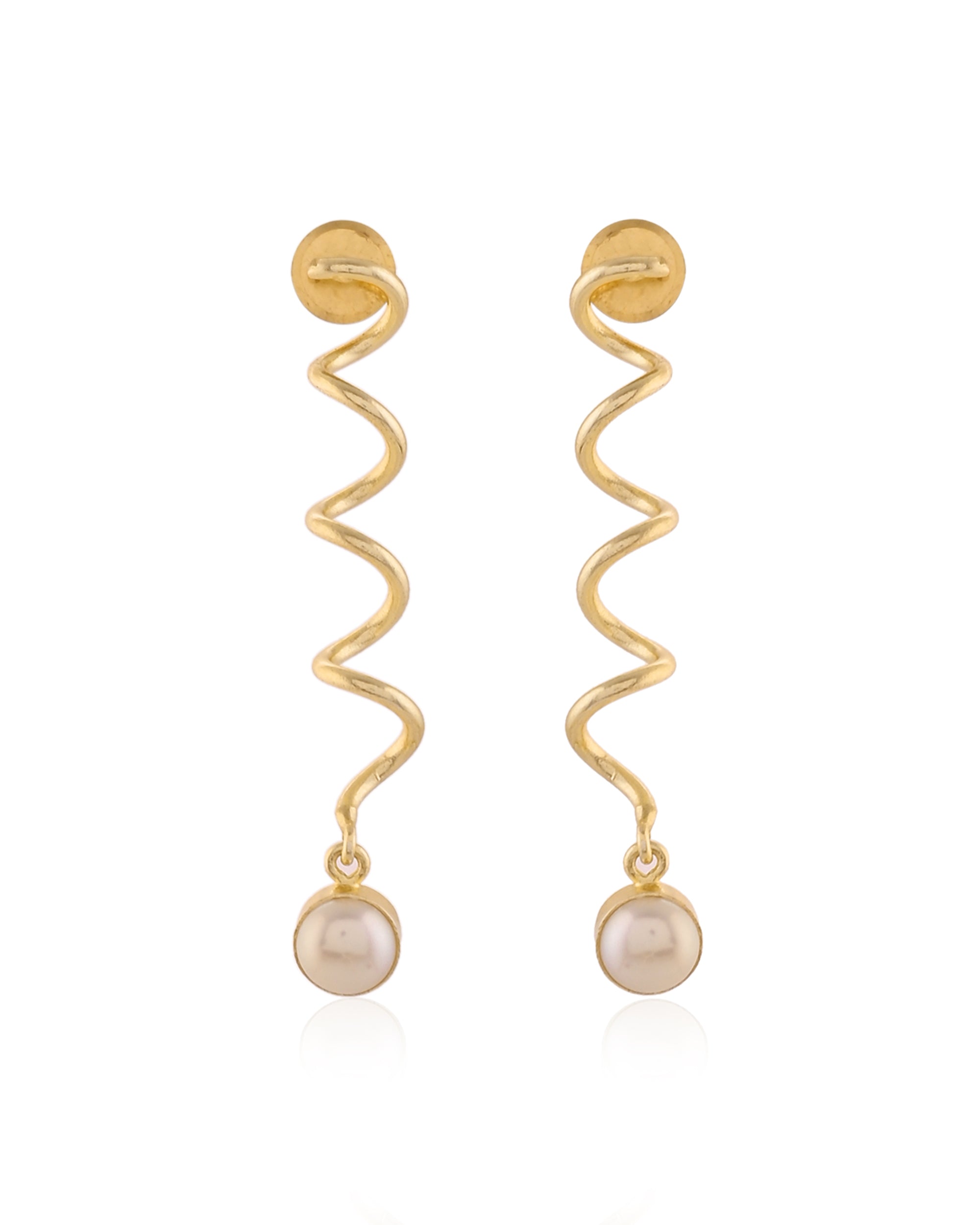 Spiral Pearl Drop Earrings