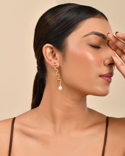 Spiral Pearl Drop Earrings