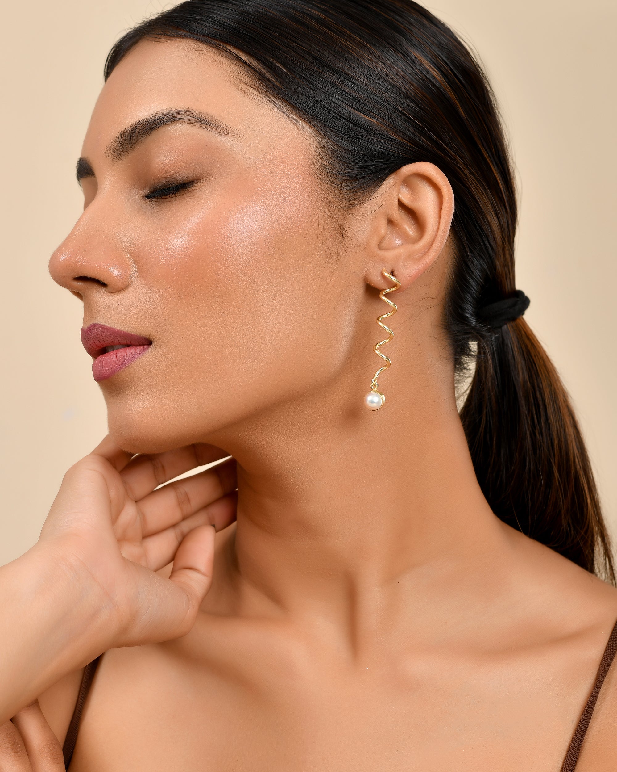 Spiral Pearl Drop Earrings