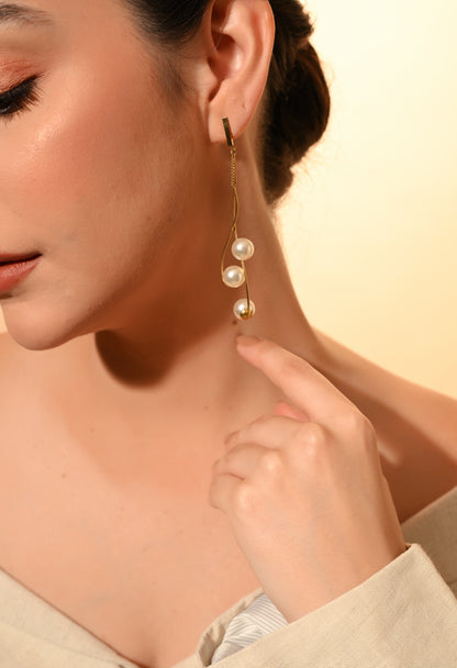 Golden Grace Pearl Drop Earrings