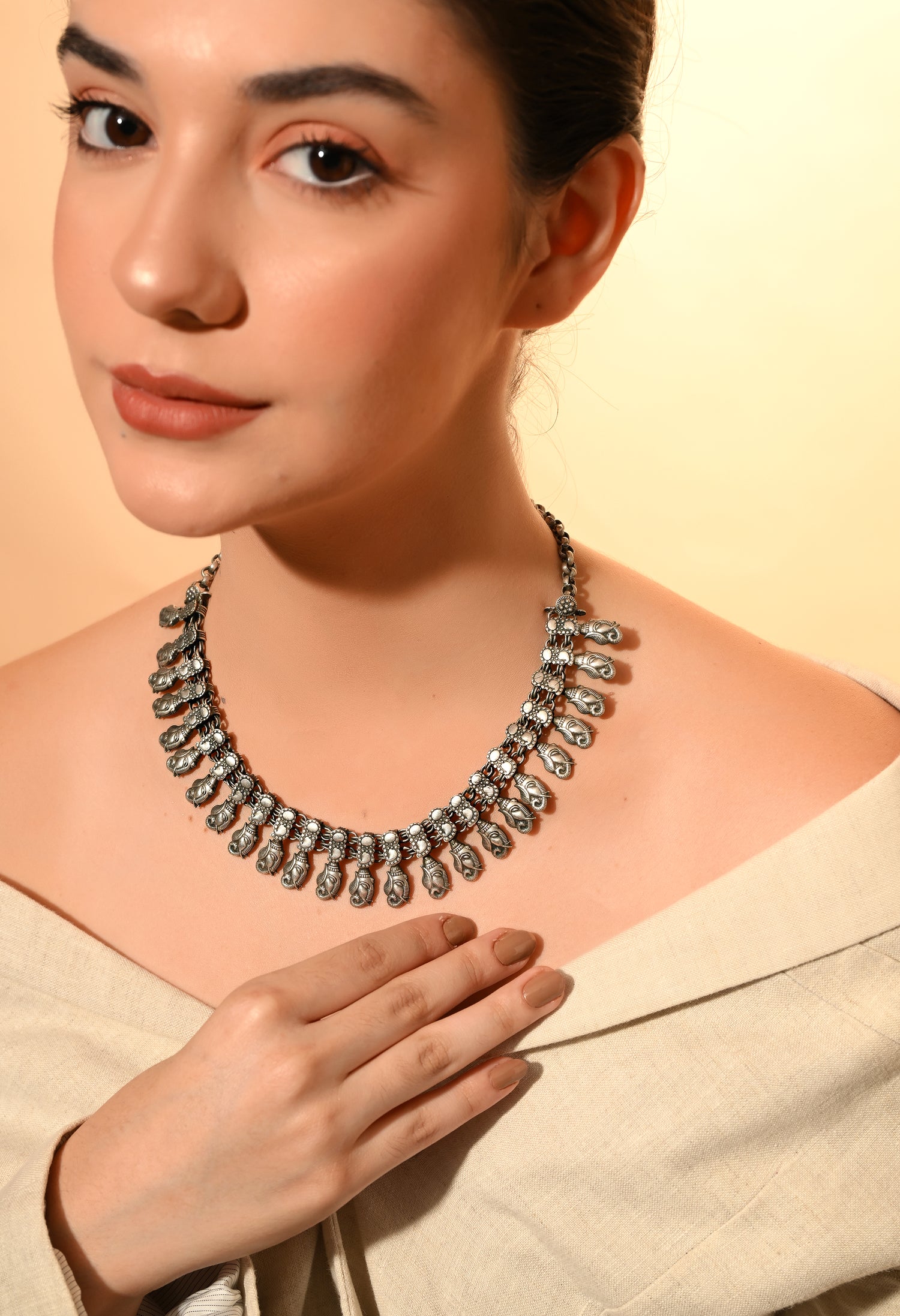Silver Heritage Tribal Necklace For Woman