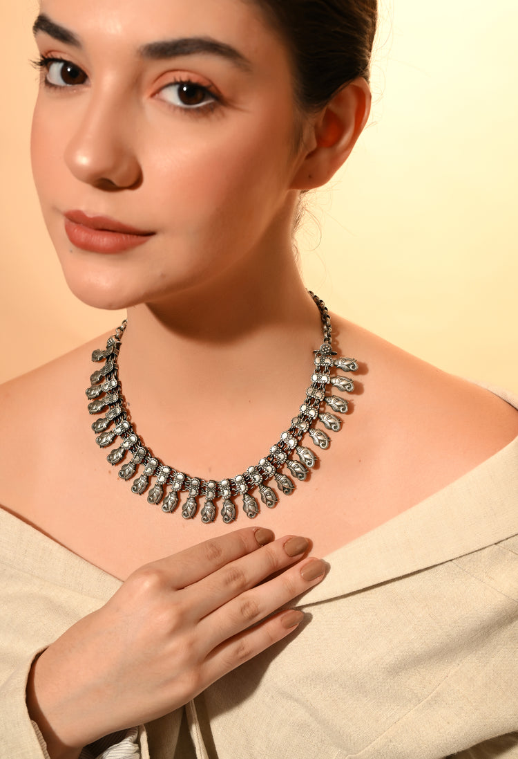 Silver Heritage Tribal Necklace For Woman
