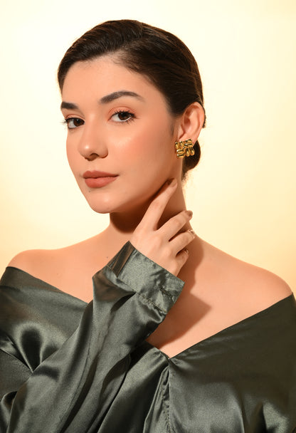 Golden Petal Cluster Studs