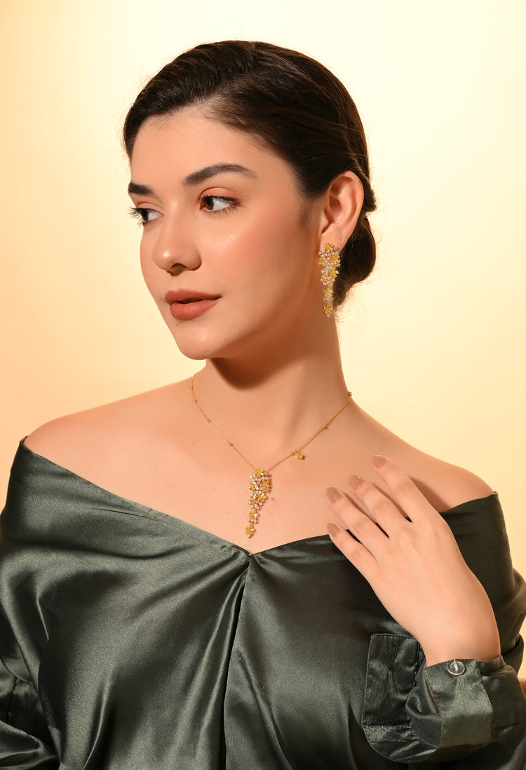 Golden Cascade Jewelry Set For Woman