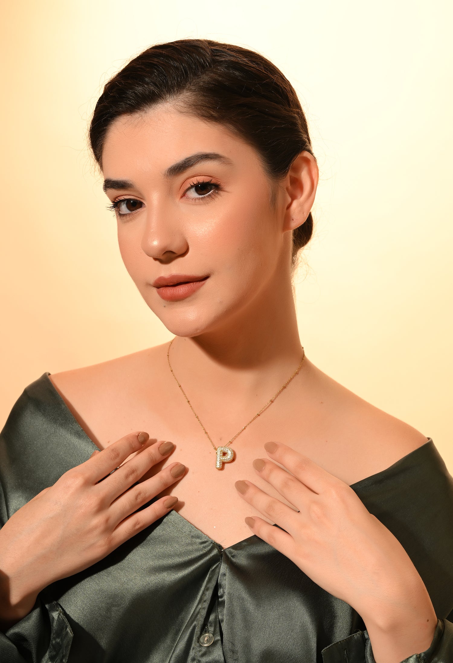 Golden Alphabet (P) Pendant Necklace