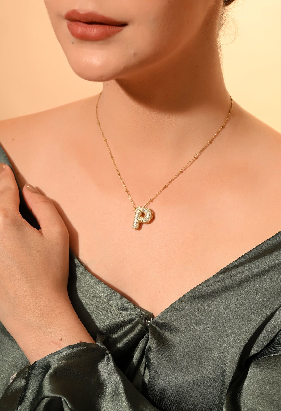 Golden Alphabet (P) Pendant Necklace