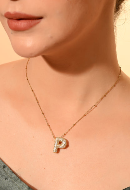 Golden Alphabet (P) Pendant Necklace