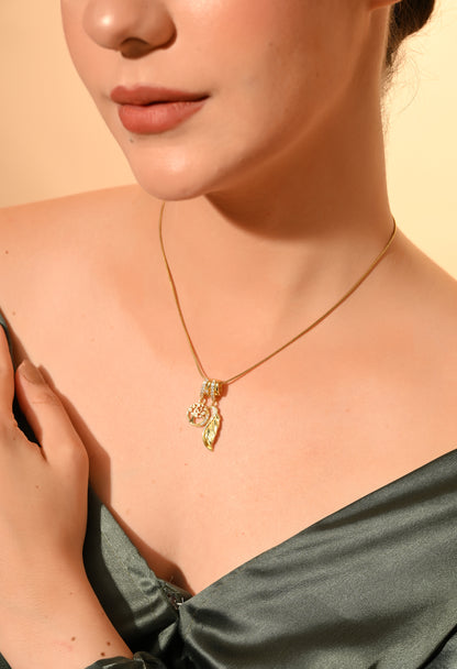Golden Leaf Crystal Pendant