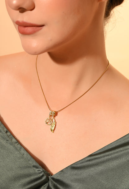 Golden Leaf Crystal Pendant