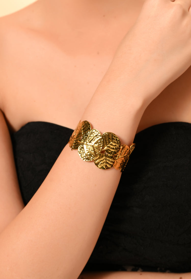 Golden Leaf Harmony Bracelet For Woman