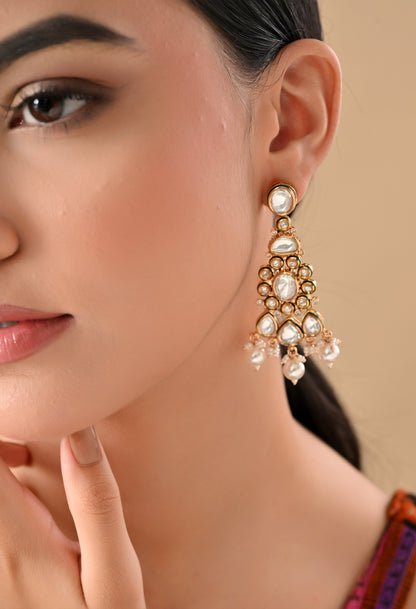 Radiant Pearl Drop Kundan Earrings