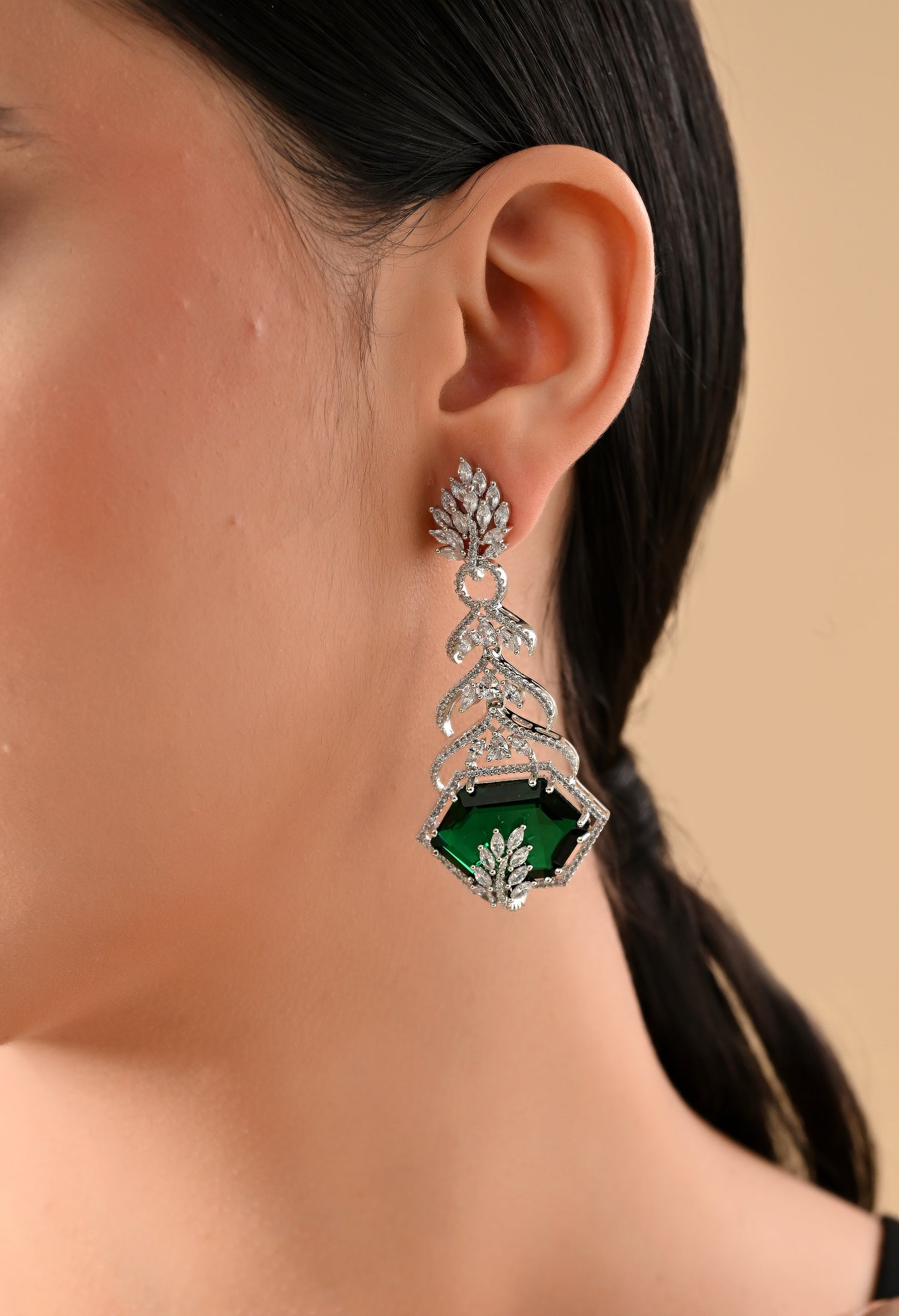 Sparkling Green Crystal Drop Earrings