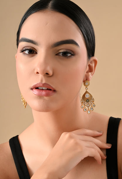 Royal Teardrop Kundan Gold Earrings
