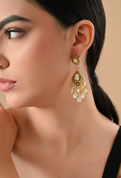 Royal Teardrop Kundan Gold Earrings