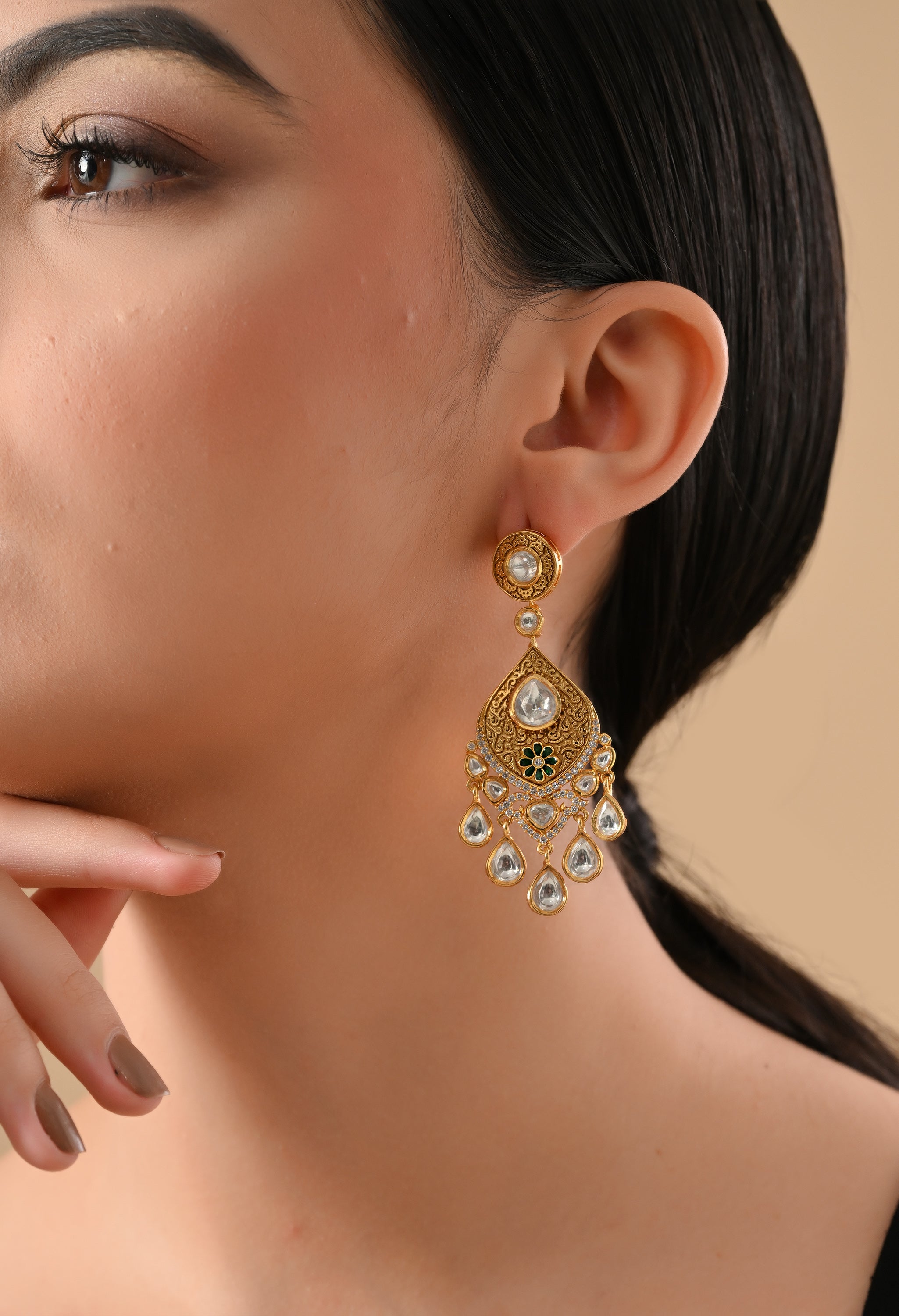 Royal Teardrop Kundan Gold Earrings