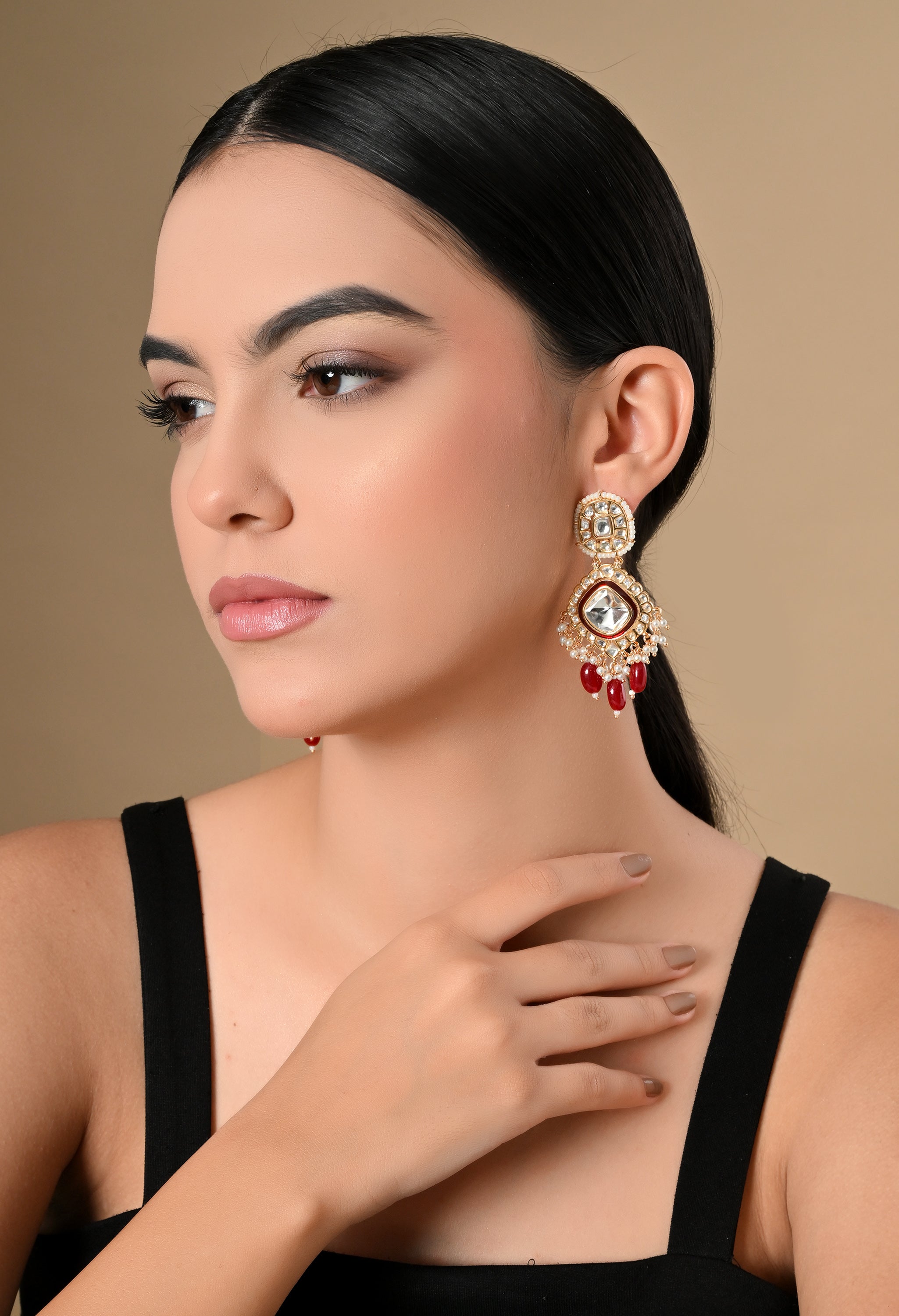 Stunning Ruby and Pearl Earrings