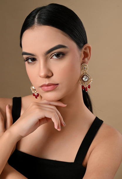 Stunning Ruby and Pearl Earrings