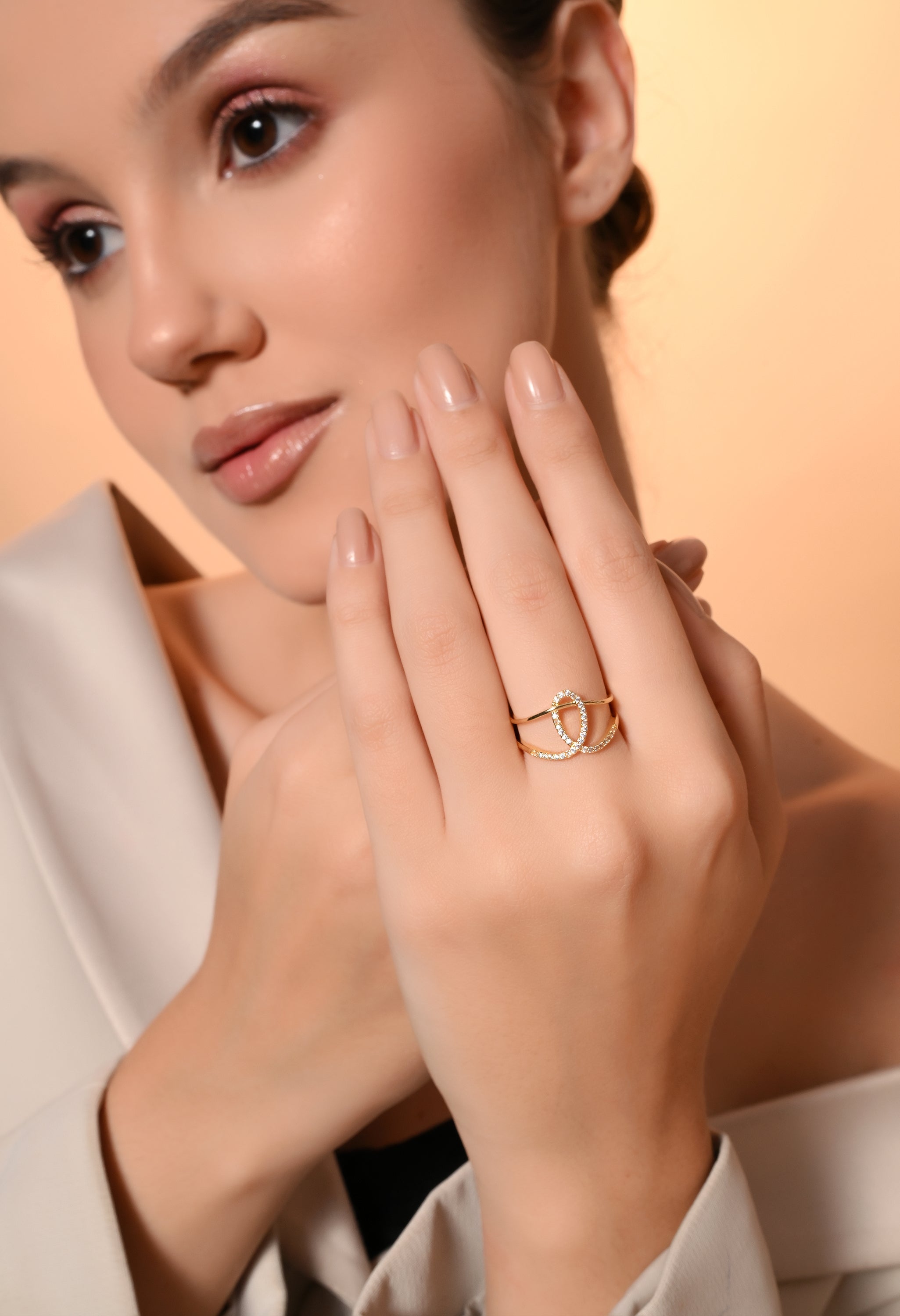 Golden Infinity Loop Ring