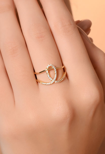 Golden Infinity Loop Ring