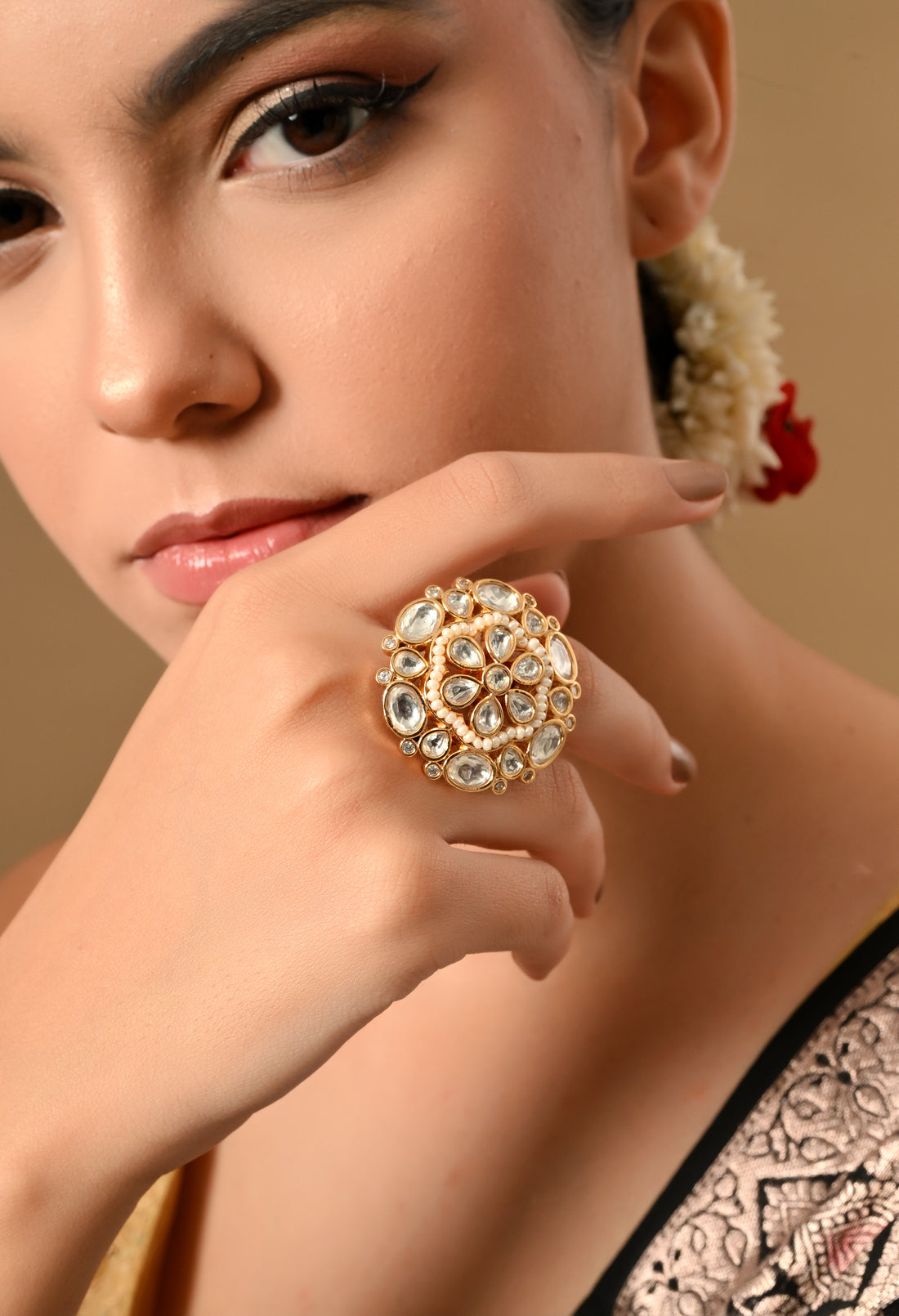 Dazzling Crystal Blossom Ring